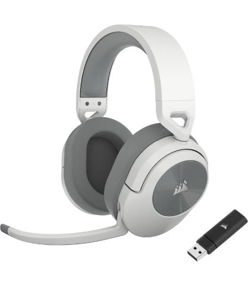 Corsair HS55 Wireless Multiplatform Gaming Headset, 50mm Neodymium Drivers, Bluetooth / 2.5 GHz, 7.1 Surround Sound, Up to 24H Battery, PC, PS5, PS4, Nintendo Switch, Mobile, White | CA-9011281-EU