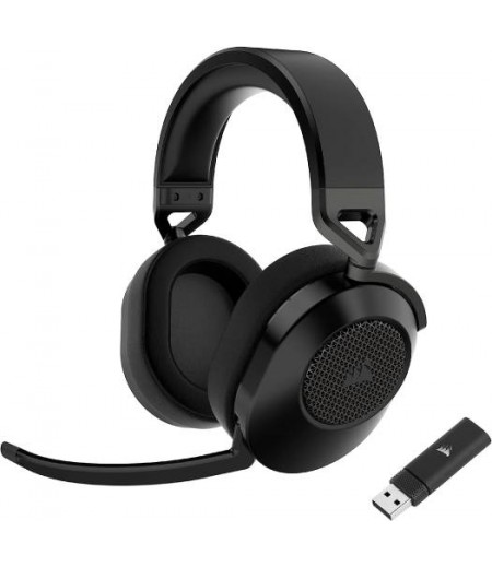 Corsair HS65 Wireless Gaming Headset, 50mm Neodymium Drivers 2.4GHz Wireless / BT Connection, Dolby Audio 7.1 Surround Sound, Omni-Directional Micr, On-Ear Audio Controls, Carbon | CA-9011285-EU2