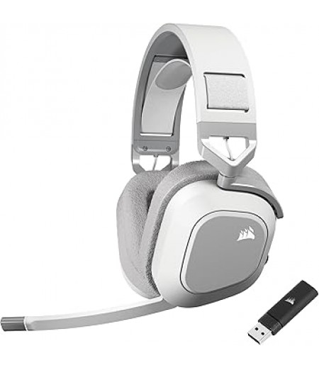 CORSAIR HS80 MAX WIRELESS Multiplatform Gaming Headset with Bluetooth – Dolby Atmos – Omni-Directional Microphone – iCUE Compatible – PC, Mac, PS5, PS4, Nintendo Switch, Mobile – White | CA-9011296-EU