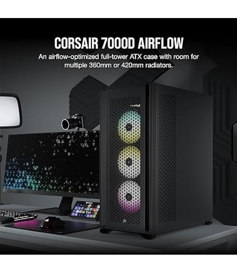 CORSAIR 7000D AIRFLOW Tempered Glass Full Tower, Black | CC-9011218-WW