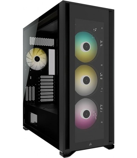 Corsair Icue 7000X RGB Full-Tower Atx Pc Case (Three Tempered Glass Panels, Four Included 140mm RGB Fans, Easy Cable Management, Smart RGB And Fan Speed Control, Spacious Interior) Black, One size | CC-9011226-WW