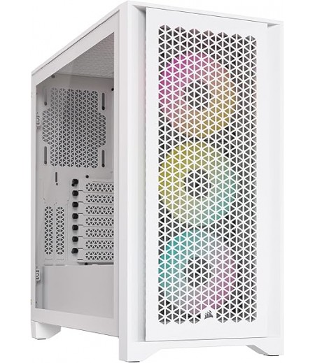 Corsair iCUE 4000D RGB AIRFLOW Mid-Tower Case - 3x AF120 RGB ELITE Fans - iCUE Lighting Node PRO Controller - High-Airflow Design - CORSAIR RapidRoute Cable Management System - True White | CC-9011241-WW