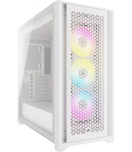 Corsair iCUE 5000D RGB Airflow Mid-Tower Case - 3X AF120 RGB Elite Fans - iCUE Lighting Node PRO Controller - High-Airflow Design - CORSAIR RapidRoute Cable Management System - True White | CC-9011243-WW