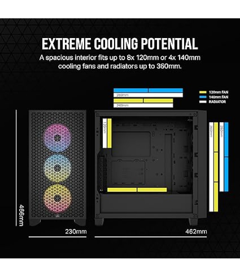 CORSAIR 3000D RGB Tempered Glass Mid-Tower, Black | CC-9011255-WW