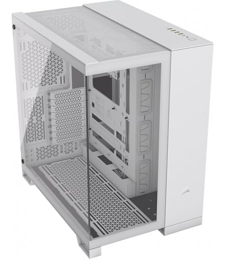 CORSAIR 6500X Tempered Glass Mid-Tower ATX PC Case – No Fans Included – Dual-Chamber Design – Wide Cooling Flexibility – Reverse Connection Motherboard Compatible – White | CC-9011258-WW