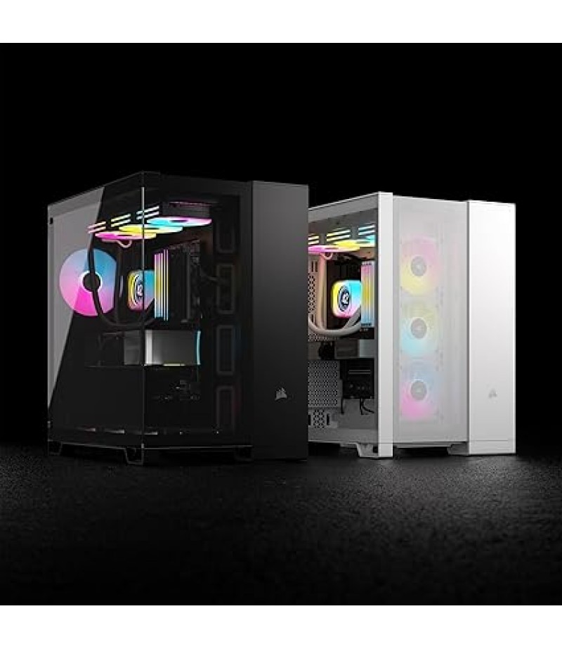 CORSAIR 6500D AIRFLOW Mid-Tower ATX PC Case – No Fans Included – Dual-Chamber Design – Wide Cooling Flexibility – Reverse Connection Motherboard Compatible – White | CC-9011260-WW