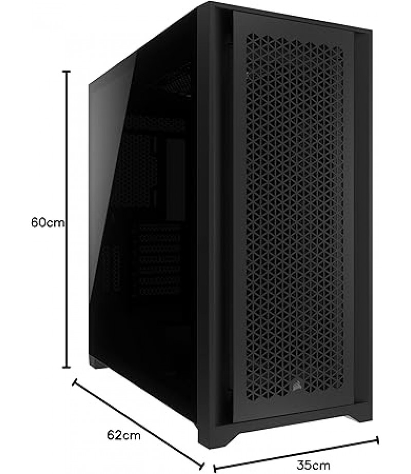 CORSAIR 5000D CORE AIRFLOW Mid Tower ATX PC Case – No Fans Included – Tempered Glass Side Panel – High-Airflow Design – Spacious Interior For Multiple 360mm Radiators – Black | CC-9011261-WW