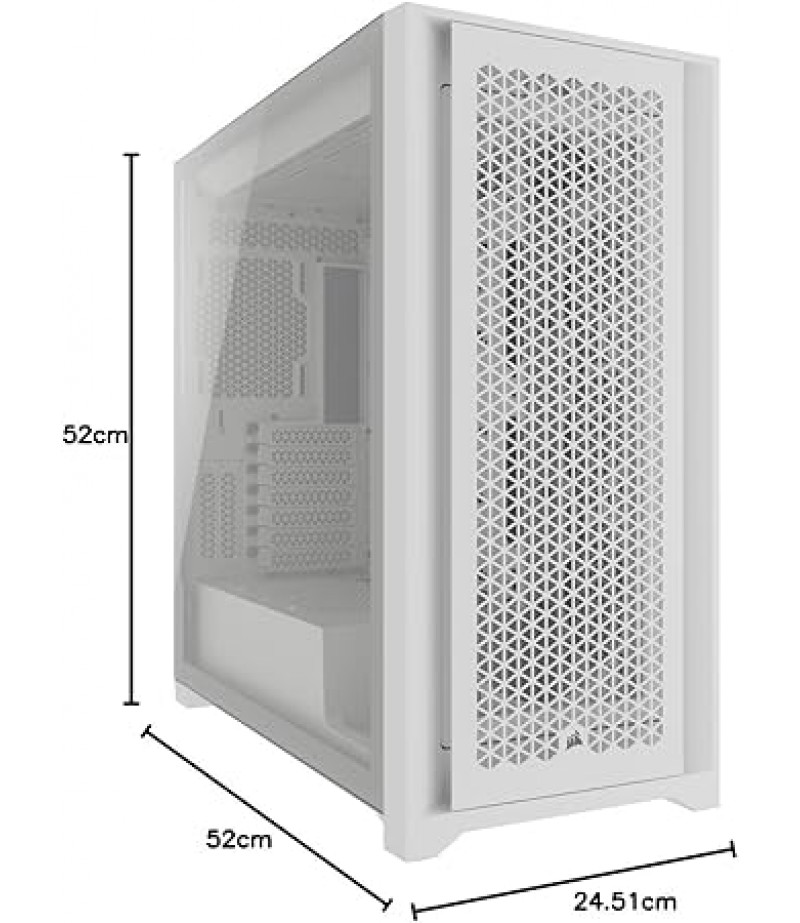 CORSAIR 5000D CORE AIRFLOW Mid Tower ATX PC Case – No Fans Included – Tempered Glass Side Panel – High-Airflow Design – Spacious Interior For Multiple 360mm Radiators – White | CC-9011262-WW