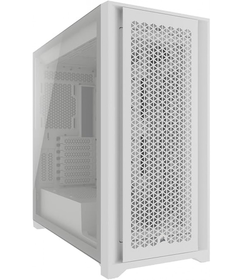 CORSAIR 5000D CORE AIRFLOW Mid Tower ATX PC Case – No Fans Included – Tempered Glass Side Panel – High-Airflow Design – Spacious Interior For Multiple 360mm Radiators – White | CC-9011262-WW