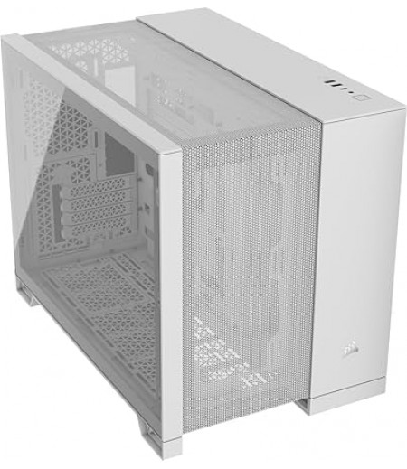 CORSAIR 2500D AIRFLOW Small-Tower mATX Dual Chamber PC Case – Tempered Glass – Reverse Connection Motherboard Compatible – No Fans Included – White|CC-9011264-WW