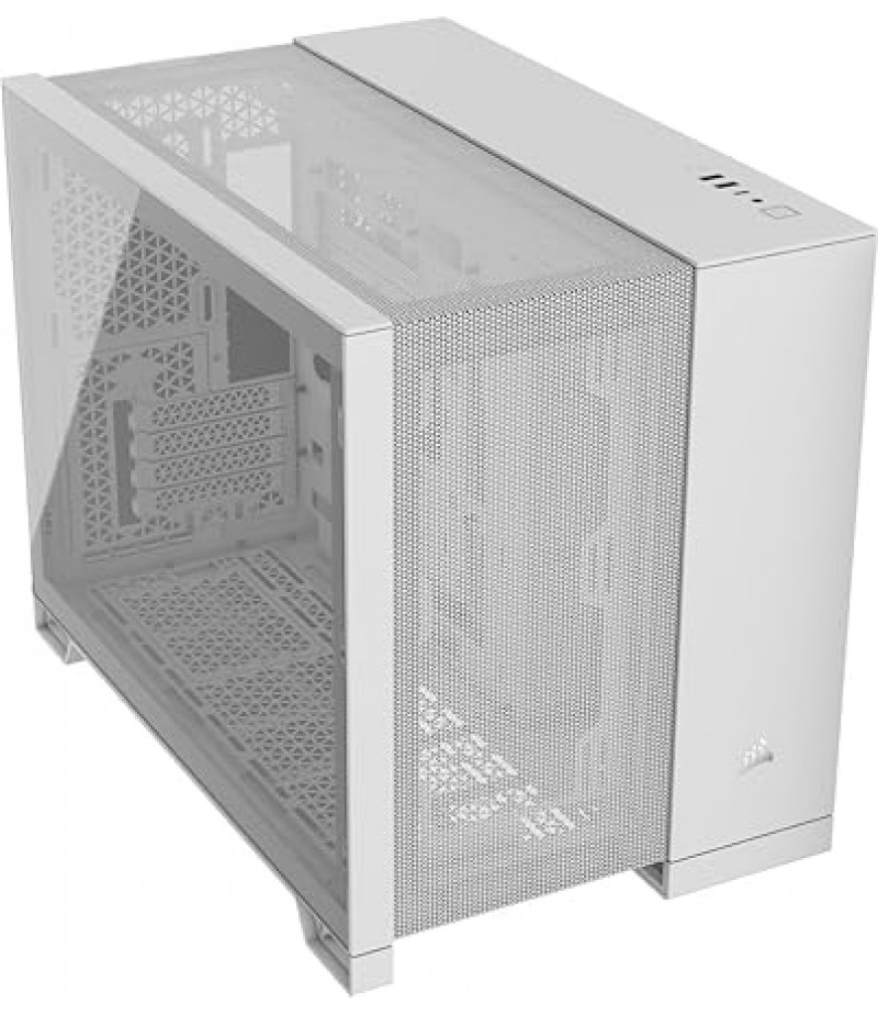 CORSAIR 2500D AIRFLOW Small-Tower mATX Dual Chamber PC Case – Tempered Glass – Reverse Connection Motherboard Compatible – No Fans Included – White|CC-9011264-WW