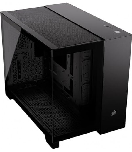 CORSAIR 2500X Tempered Glass Mid-Tower mATX PC Case – No Fans Included – Dual-Chamber Design – Wide Cooling Flexibility – Reverse Connection Motherboard Compatible – Black | CC-9011265-WW