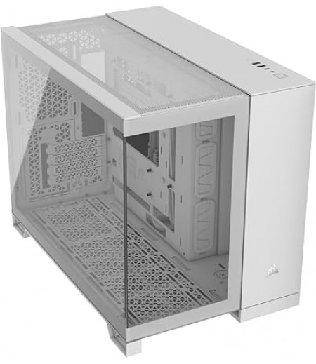 CORSAIR 2500X Small-Tower mATX Dual Chamber PC Case – Panoramic Tempered Glass – Reverse Connection Motherboard Compatible – No Fans Included – White | CC-9011266-WW