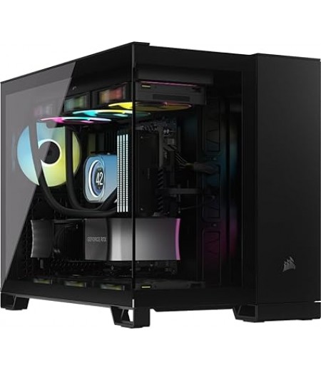 CORSAIR iCUE LINK 2500X RGB Small-Tower mATX Dual Chamber PC Case – Panoramic Tempered Glass – Reverse Connection Motherboard Compatible – 2x CORSAIR RX120 RGB Fans Included – Black| CC-9011267-WW