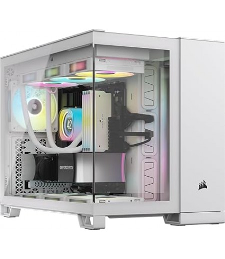 CORSAIR iCUE LINK 2500X RGB Small-Tower mATX Dual Chamber PC Case – Panoramic Tempered Glass – Reverse Connection Motherboard Compatible – 2x CORSAIR RX120 RGB Fans Included – White|CC-9011268-WW 