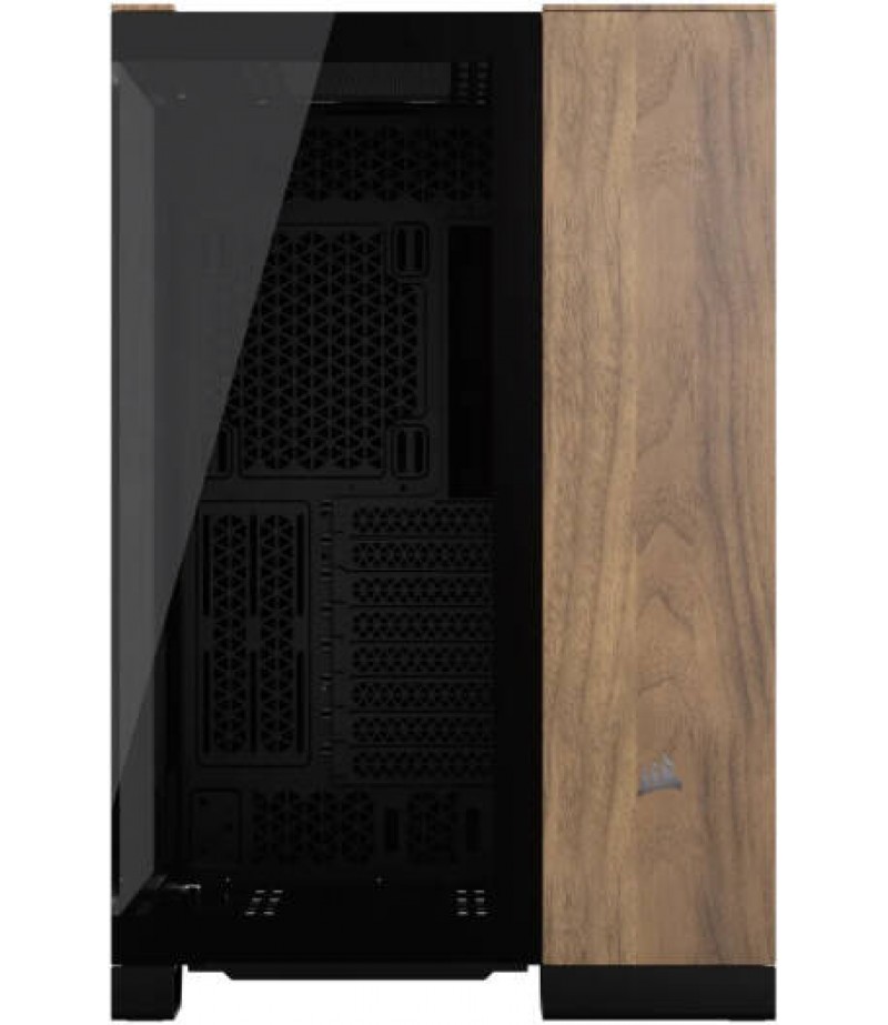 Corsair 6500X Mid-Tower Dual Chamber PC Case, Panoramic Tempered Glass, Support Up to 10x 120mm Fans, Up to 360mm Radiator, Reverse Connection Motherboard Compatible, Black/Walnut Wood | CC-9011282-WW