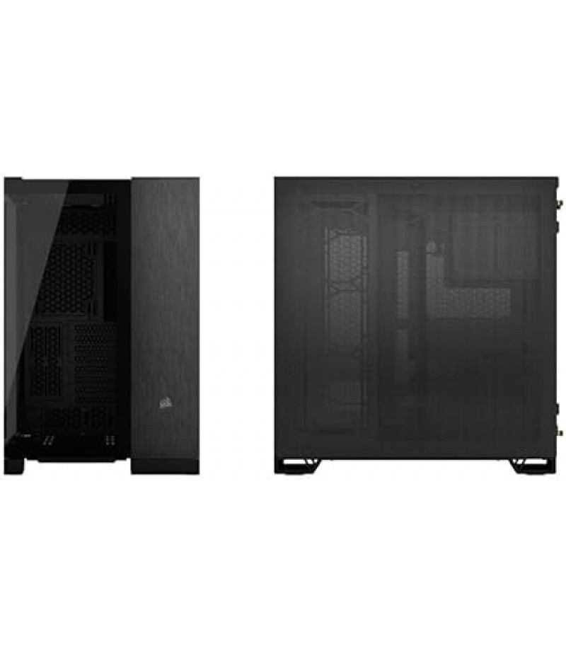 CORSAIR 6500X Mid-Tower ATX Dual Chamber PC Case - Tempered Panoramic Glass - Reverse Connection Motherboard Compatible - No Fans Included - Black/Obsidian Aluminium | CC-9011283-WW