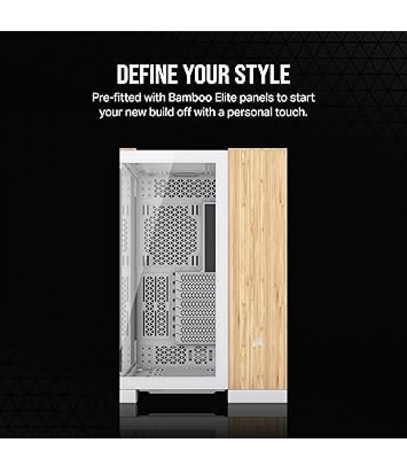 CORSAIR ATX 6500X Mid-Tower Dual Chamber PC Case - Panoramic Tempered Glass - Reverse Connection Compatible Motherboard - No Fans Included - White/Bamboo Wood | CC-9011284-WW