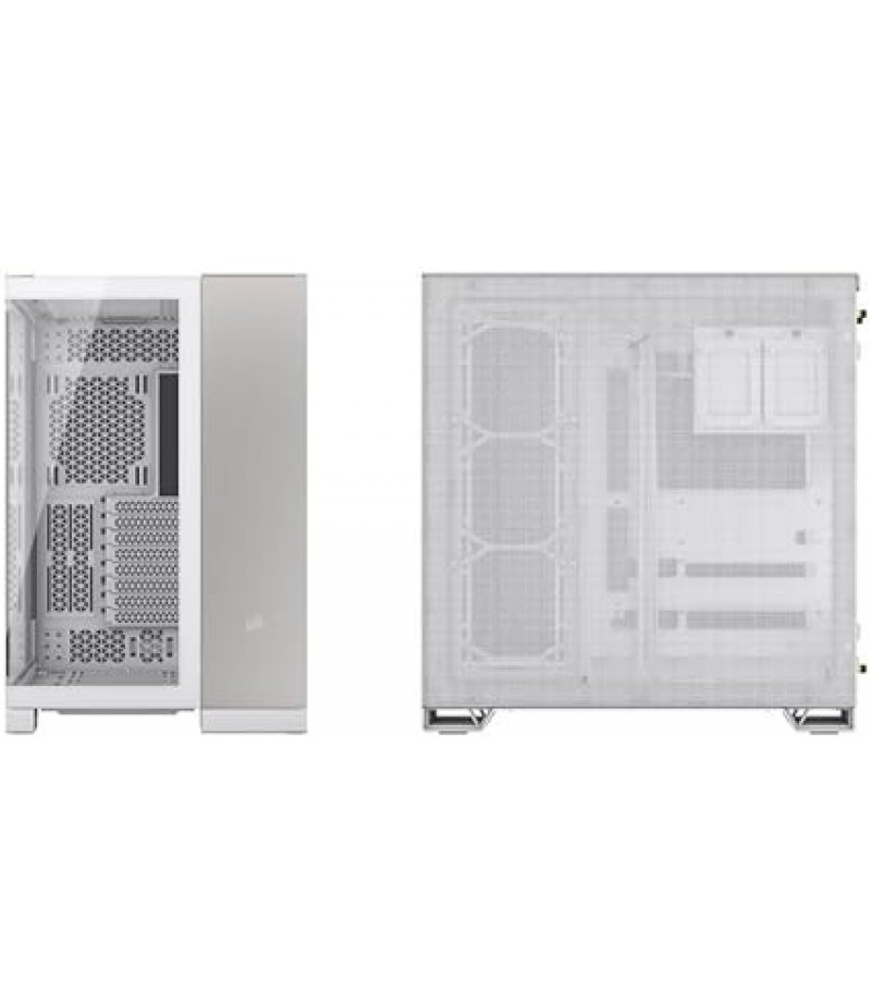 CORSAIR 6500X Mid-Tower ATX Dual Chamber PC Case - Tempered Panoramic Glass - Reverse Connection Motherboard Compatible - No Fans Included - White/Satin Grey Aluminium | CC-9011285-WW