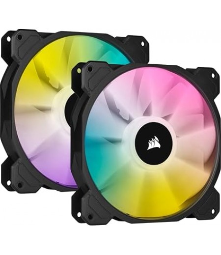 Corsair Sp Series, Sp140 RGB Elite, 140mm RGB Led Fan With Airguide, Dual Pack With LightingNode Cor, Black | CO-9050111-WW