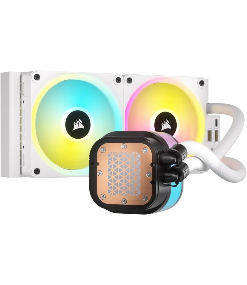 CORSAIR iCUE LINK H100i RGB AIO White, 240mm Radiator Liquid CPU Cooler | CW-9061005-WW