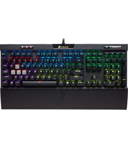 Corsair K70 RGB MK.2 Full-Sized Mechanical Gaming Keyboard, CHERRY MX Red Switches, USB-A Wired Connectivity, Full Key (NKRO) with 100% Anti-Ghosting Keys, Black | CH-9109010-NA