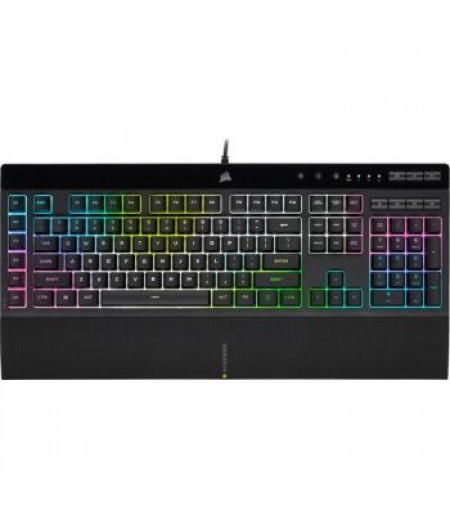 Corsair K55 RGB PRO XT RGB USB 3.0 Type-A Gaming Keyboard, Rubber Dome Switches, 16.8 Million Colors, Wrist Rest Included, IP42 Rate Protection, Wired Connectivity | CH-9226715-NA