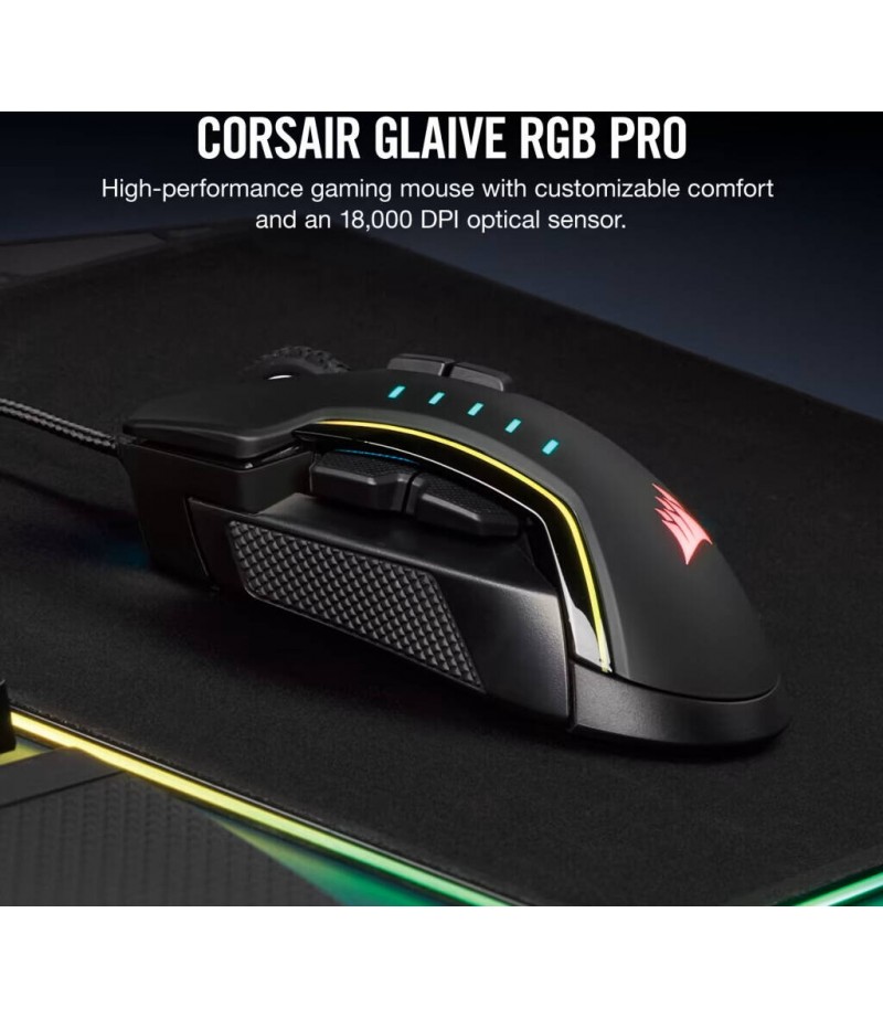 Corsair GLAIVE RGB PRO Wired Gaming Mouse, Black | CH-9302211-NA