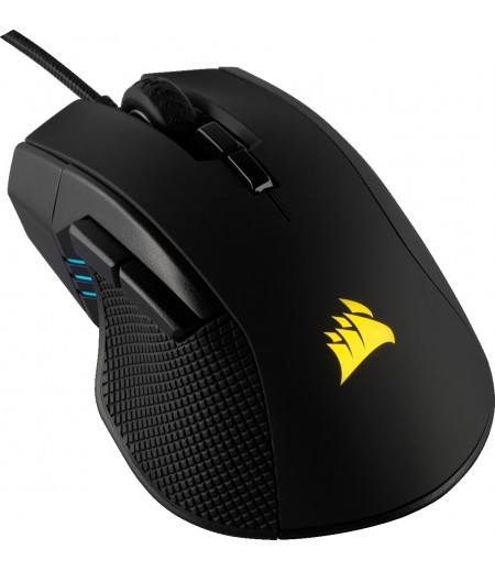 Corsair IRONCLAW RGB Wired Gaming Mouse, PMW3391 Sensor, 18,000 DPI, Omron Button Type, 7 Programmable Buttons, 1.8m Braided Fiber Cable, Black | CH-9307011-NA