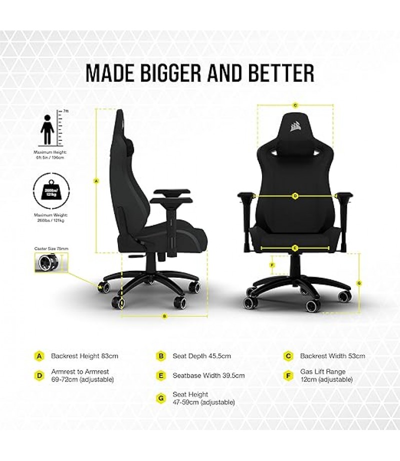 CORSAIR TC200 Fabric Gaming Chair - Standard Fit, Light Grey | CF-9010048-WW