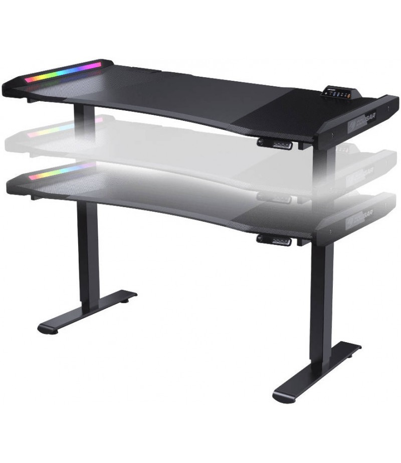 Cougar E-MARS 150 Electrical Gaming Desk, Sturdy Elevated Construction, Dual-sided RGB Lighting Effects, Advanced and High-speed Links, Ergonomic Gaming Space,Grey | 3M1503SB.0005