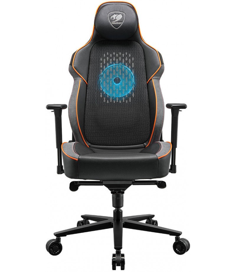 COUGAR NxSys Aero Gaming Chair with Integrated RGB Fan & Premium PVC Leather, Adjustable 3D Armrests, Elastomeric Mesh, Durable Steel Frame, 3