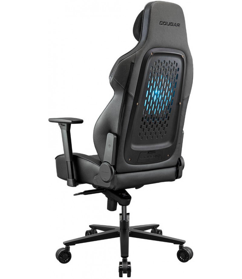 COUGAR NxSys Aero Gaming Chair with Integrated RGB Fan & Premium PVC Leather, Adjustable 3D Armrests, Elastomeric Mesh, Durable Steel Frame, 3