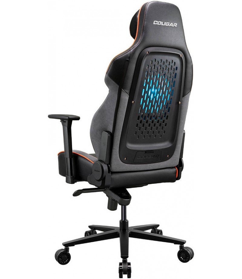 COUGAR NxSys Aero Gaming Chair with Integrated RGB Fan & Premium PVC Leather, Adjustable 3D Armrests, Elastomeric Mesh, Durable Steel Frame, 3