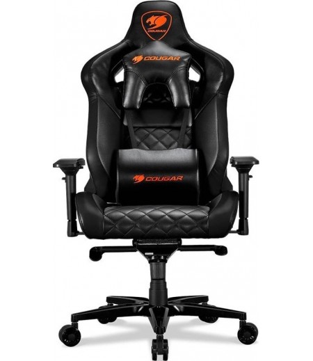 Cougar Armor Titan Gaming Chair, Premium PVC Leather, 4D Armrest, Piston Lift Height Adjustment, Up to 170° Reclining, 160kg Max Weight Capacity, Black / Orange | CG-CHAIR-ARMOR-TTN-BLK | 3MATBNXB.0001