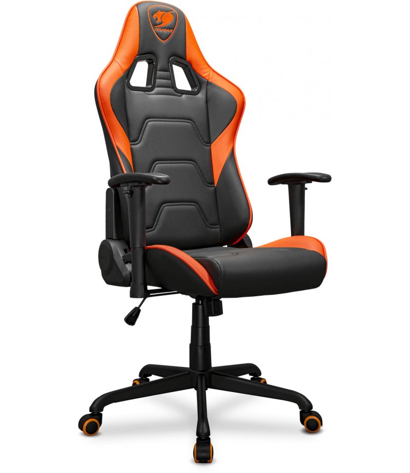 COUGAR Armor Elite Gaming Chair, Premium PVC Leather, 2D Armrest, Piston Height Adjustment, Class 4 Gas Lift Cylinder, 160° Reclining, Up to 120 Kg Max Load, Black-Orange | 3MELIORB.0001