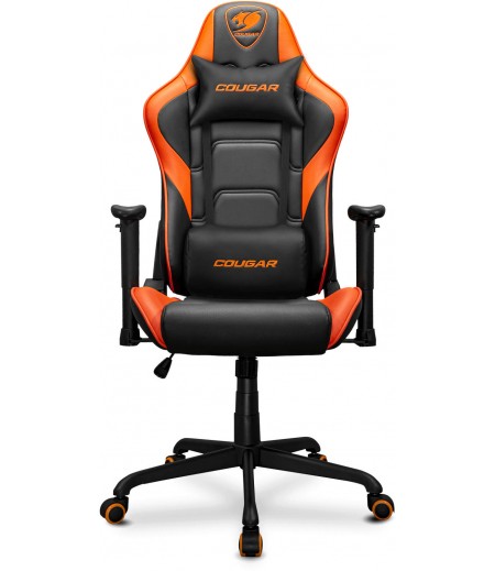 COUGAR Armor Elite Gaming Chair, Premium PVC Leather, 2D Armrest, Piston Height Adjustment, Class 4 Gas Lift Cylinder, 160° Reclining, Up to 120 Kg Max Load, Black-Orange | 3MELIORB.0001