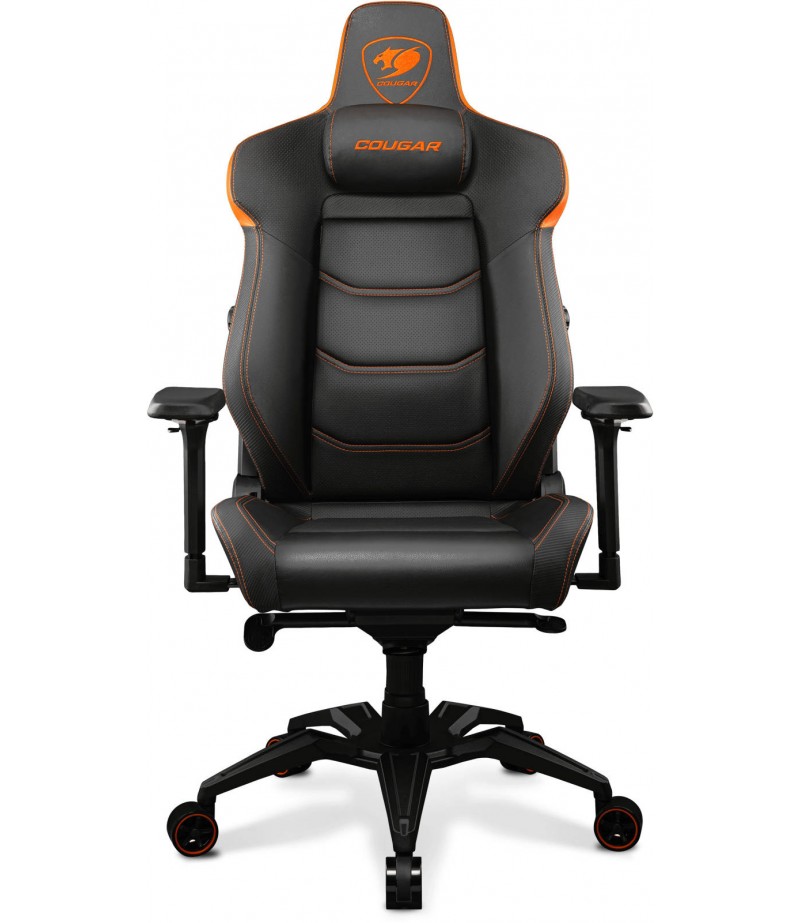 COUGAR ARMOR EVO 4-way Lumbar Support Gaming Chair, Breathable Premium PVC Leather, Full Steel Frame, 4D Adjustable Armrest, Class 4 Gas Lift Cylinder, Extra-Size Wheels, Black-Orange | 3MEVOORB.0001