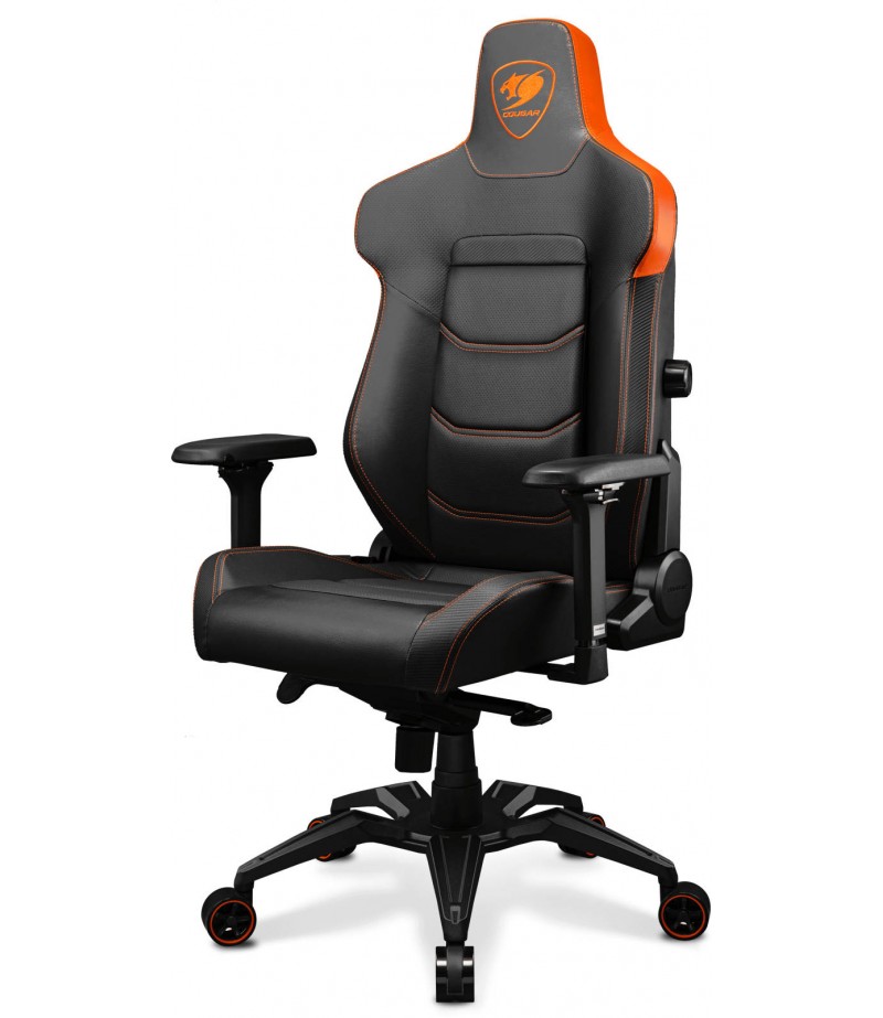 COUGAR ARMOR EVO 4-way Lumbar Support Gaming Chair, Breathable Premium PVC Leather, Full Steel Frame, 4D Adjustable Armrest, Class 4 Gas Lift Cylinder, Extra-Size Wheels, Black-Orange | 3MEVOORB.0001