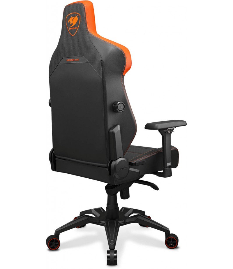 COUGAR ARMOR EVO 4-way Lumbar Support Gaming Chair, Breathable Premium PVC Leather, Full Steel Frame, 4D Adjustable Armrest, Class 4 Gas Lift Cylinder, Extra-Size Wheels, Black-Orange | 3MEVOORB.0001