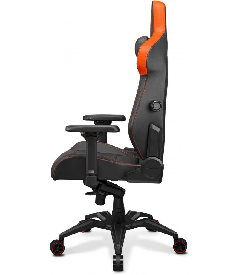 COUGAR ARMOR EVO 4-way Lumbar Support Gaming Chair, Breathable Premium PVC Leather, Full Steel Frame, 4D Adjustable Armrest, Class 4 Gas Lift Cylinder, Extra-Size Wheels, Black-Orange | 3MEVOORB.0001