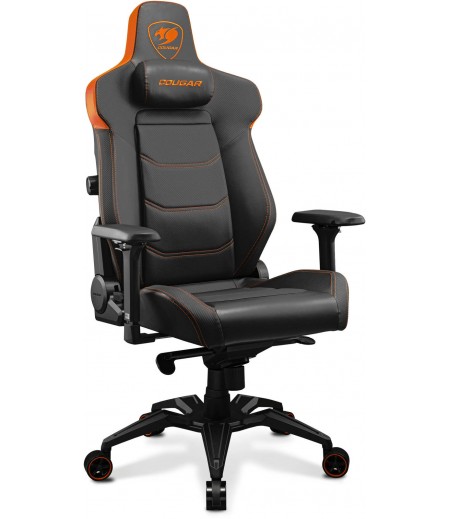 COUGAR ARMOR EVO 4-way Lumbar Support Gaming Chair, Breathable Premium PVC Leather, Full Steel Frame, 4D Adjustable Armrest, Class 4 Gas Lift Cylinder, Extra-Size Wheels, Black-Orange | 3MEVOORB.0001