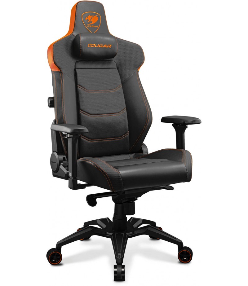 COUGAR ARMOR EVO 4-way Lumbar Support Gaming Chair, Breathable Premium PVC Leather, Full Steel Frame, 4D Adjustable Armrest, Class 4 Gas Lift Cylinder, Extra-Size Wheels, Black-Orange | 3MEVOORB.0001