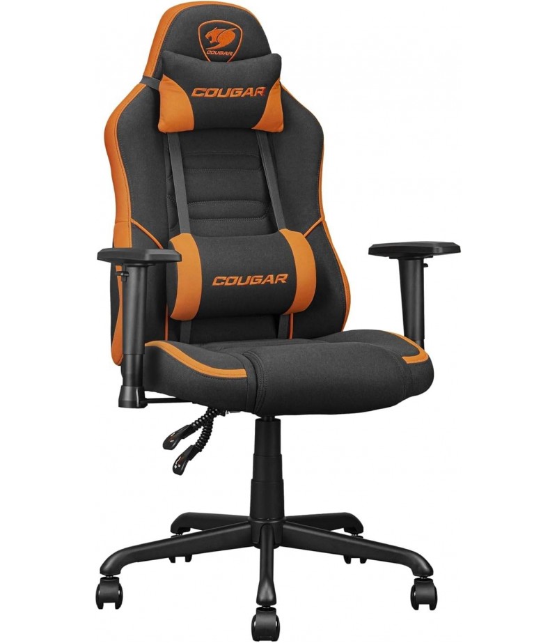 COUGAR Fusion SF Ergonomic Gaming Chair, Woven Fabric, Metal 5-Star Base, Built-in 3D Lumbar Support, Adjustable Armrest, Class 4 Gas Lift Cylinder, 120 kg, Orange/Black | 3MFSFORB.0001