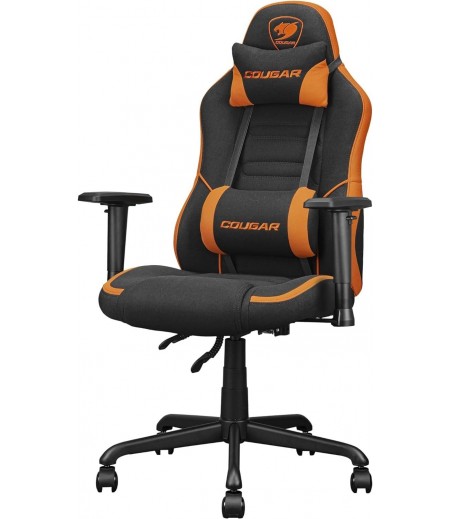 COUGAR Fusion S Ergonomic Gaming Chair, PVC Faux Leather, Metal 5-Star Base, , Built-in 3D Curved Lumbar Support, Adjustable Armrest, Class 4 Gas Lift Cylinder, 120 kg, Orange/Black | 3MFSLORB.0001