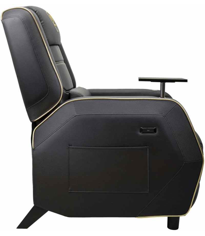 COUGAR RANGER PRO ROYAL Adjustable Gaming Sofa with Detachable Swivel Table, Breathable PVC Leather, Side Storage Pocket, USB Type-C Charging Port, Headrest & Lumbar Pillow, Black/Gold | 3MRGPGLB.0001