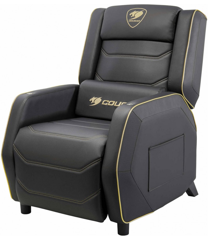 COUGAR RANGER PRO ROYAL Adjustable Gaming Sofa with Detachable Swivel Table, Breathable PVC Leather, Side Storage Pocket, USB Type-C Charging Port, Headrest & Lumbar Pillow, Black/Gold | 3MRGPGLB.0001