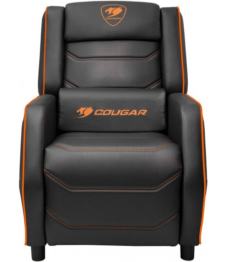 Cougar Ranger S Gaming Sofa, Side Storage Pocket, Breathable PVC Leather, Headrest Lumbar Pillow, Adjustable Design, Up to 160Kg Weight Capcity, Black/Orange | 3MRGSORB.0001