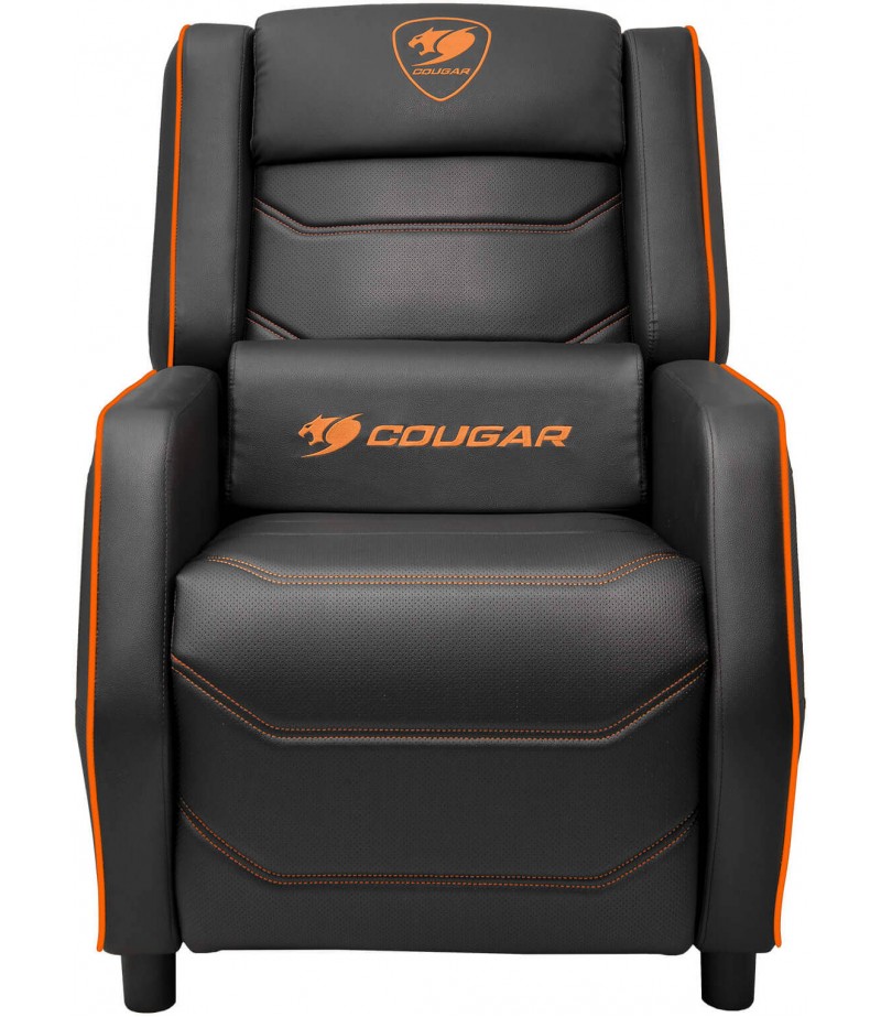 Cougar Ranger S Gaming Sofa, Side Storage Pocket, Breathable PVC Leather, Headrest Lumbar Pillow, Adjustable Design, Up to 160Kg Weight Capcity, Black/Orange | 3MRGSORB.0001