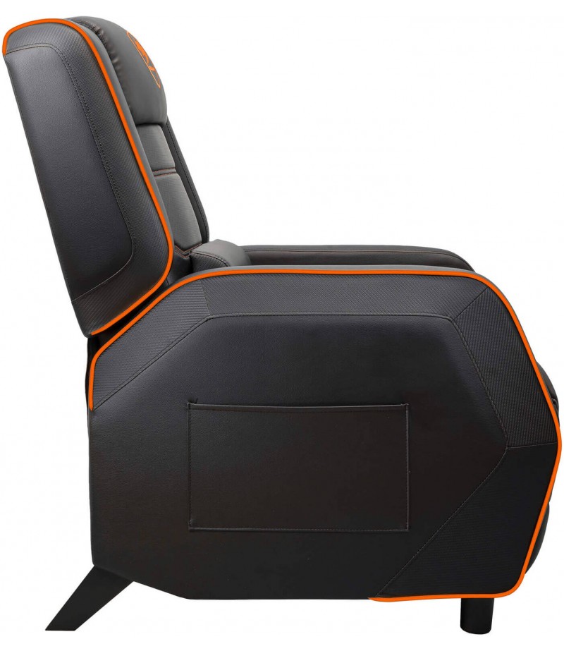 Cougar Ranger S Gaming Sofa, Side Storage Pocket, Breathable PVC Leather, Headrest Lumbar Pillow, Adjustable Design, Up to 160Kg Weight Capcity, Black/Orange | 3MRGSORB.0001